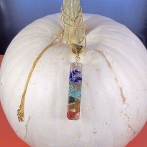 SHAKRA HEALING AND ENERGY PENDENT ON 20” GOLD OVER STERLING SNAKE CHAIN